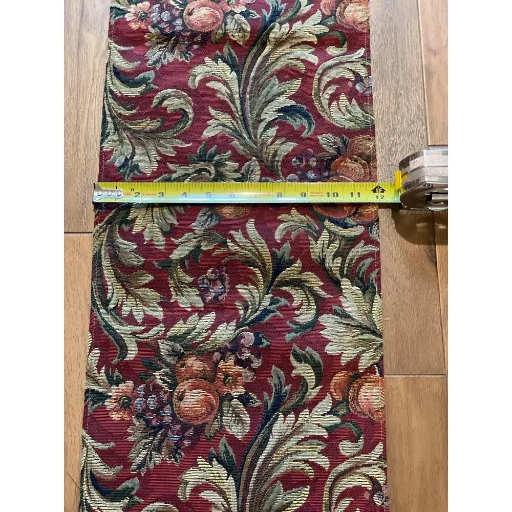 JCPenney Home Collection Tapestry Table Runner 114 Inches Burgundy Sage Gold